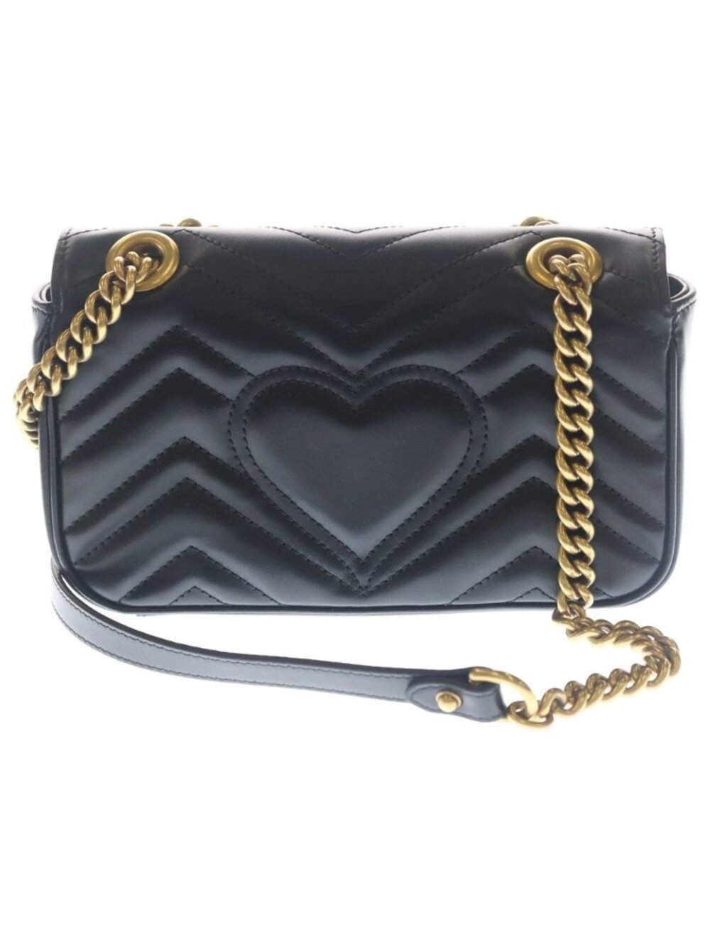 Gucci GG Marmont Chain Mini Shoulder Bag Black Leather Gold - Picture 2 of 6